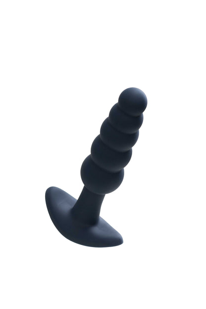 Rechargeable Vibrating Anal Plug with Beaded Design & 10 Modes - Black