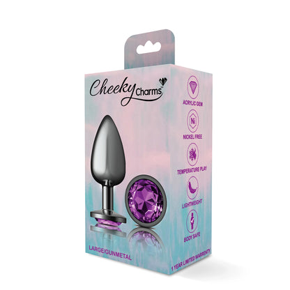 Large Purple Gem Metal Butt Plug - Jeweled Anal Plug Temperature Play