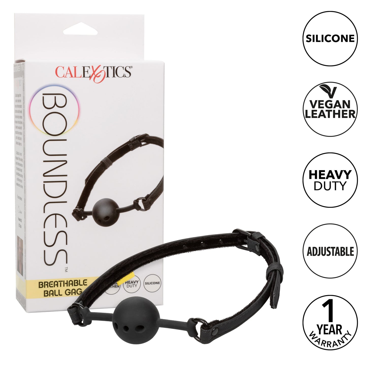 Breathable Silicone Ball Gag - Adjustable BDSM Gag with Padded Straps Black
