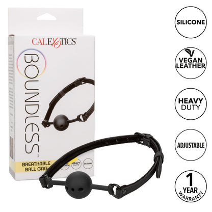 Breathable Silicone Ball Gag - Adjustable BDSM Gag with Padded Straps Black