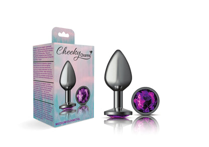 Medium Purple Gem Metal Butt Plug - Jeweled Anal Plug Temperature Play