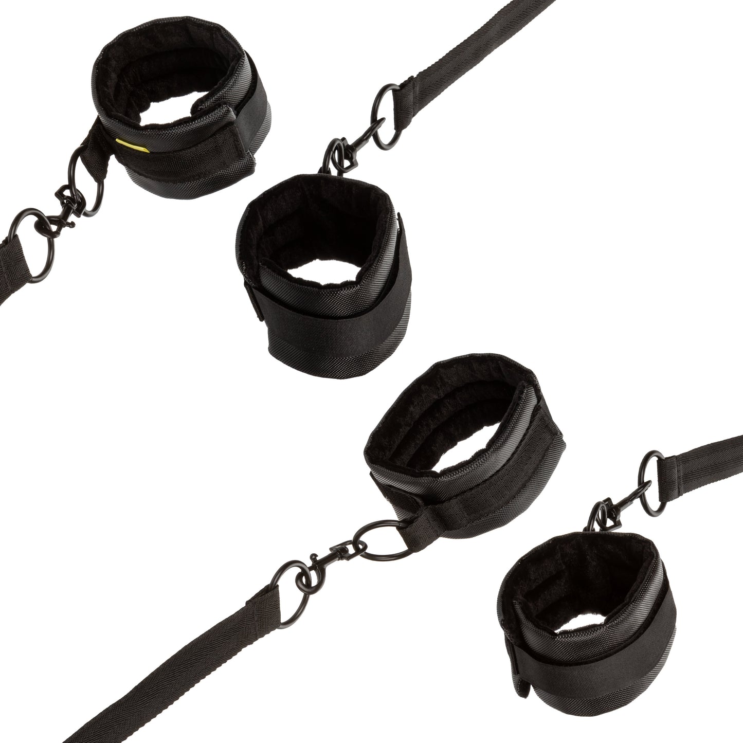 Adjustable Padded Bondage Cuffs Wrist & Ankle Set - Black