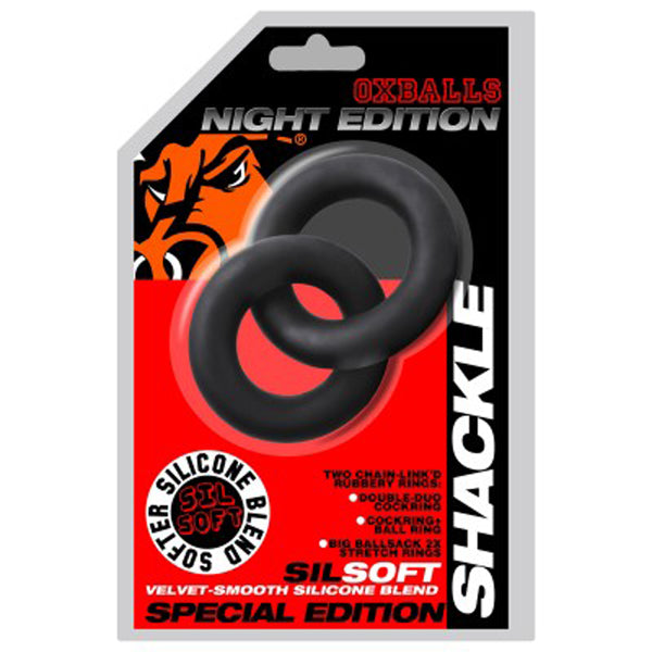 OXBALLS Shackle Double Cockring Set – Black Silicone