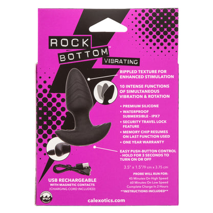 Thrusting & Rotating Vibrating Prostate Massager with Rippled Texture - Black