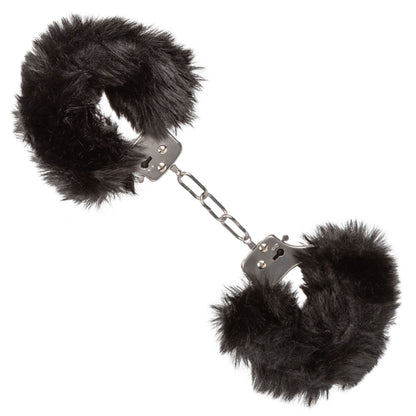 Ultra Fluffy Furry Wrist Cuffs - Adjustable Black BDSM Restraints with Quick-Release