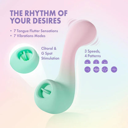 Play With Me Melody Dual End Vibrator - Rechargeable G-Spot & Fluttering Tongue