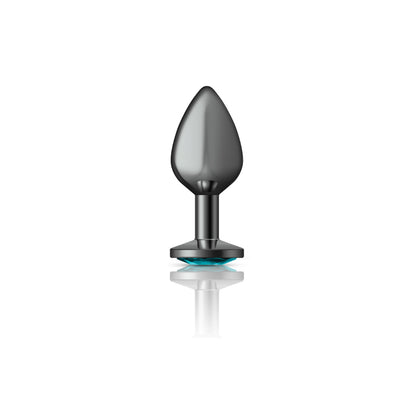 Medium Teal Gem Metal Butt Plug - Jeweled Anal Plug Temperature Play