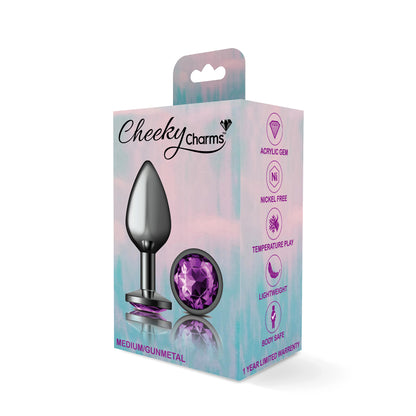 Medium Purple Gem Metal Butt Plug - Jeweled Anal Plug Temperature Play