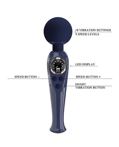 Vibrador de Varita 90 Combinaciones - Pantalla LED, Cuello Flexible y Carga USB- Azul