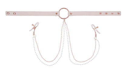 Peaches n Cream Nipple Clamp Collar - Rose Gold Chain