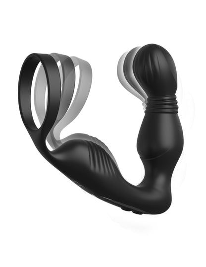 Ass-Gasm Pro Prostate Massager with Cock Ring - 10 Vibration Modes Black