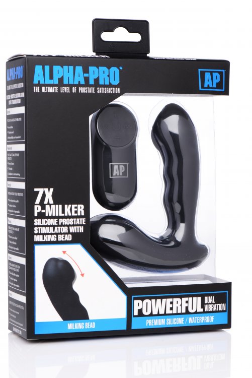 Rechargeable Thrusting Prostate Massager with Milking Motion & Remote - Black