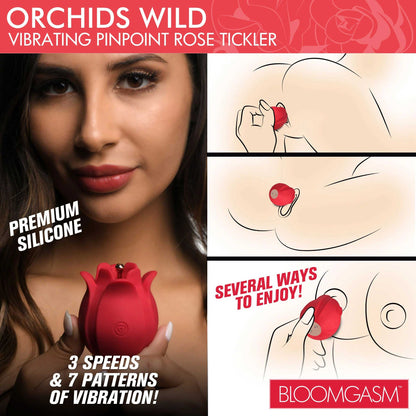 Orchids Wild Pinpoint Rose Clitoral Vibrator - Red Precision Stimulator