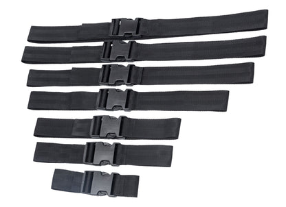 7-Piece Adjustable Body Bondage Straps Set - Black Nylon BDSM Restraint Harness