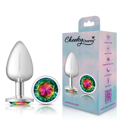 Large Rainbow Gem Metal Butt Plug - Jeweled Anal Plug Temperature Play