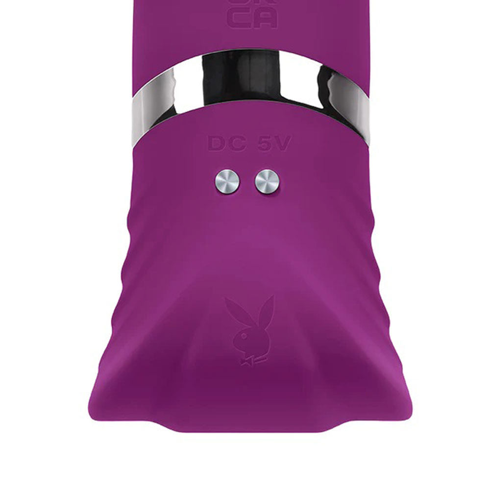 Rechargeable G-Spot Vibrator with Thrusting Head & Clitoral Wing – Purple