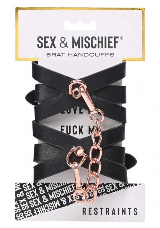 Brat Rose Gold Chain Handcuffs - Rose Gold/Black