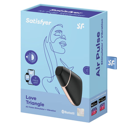 Love Triangle App-Controlled Clitoral Air Pulse Vibrator - Black