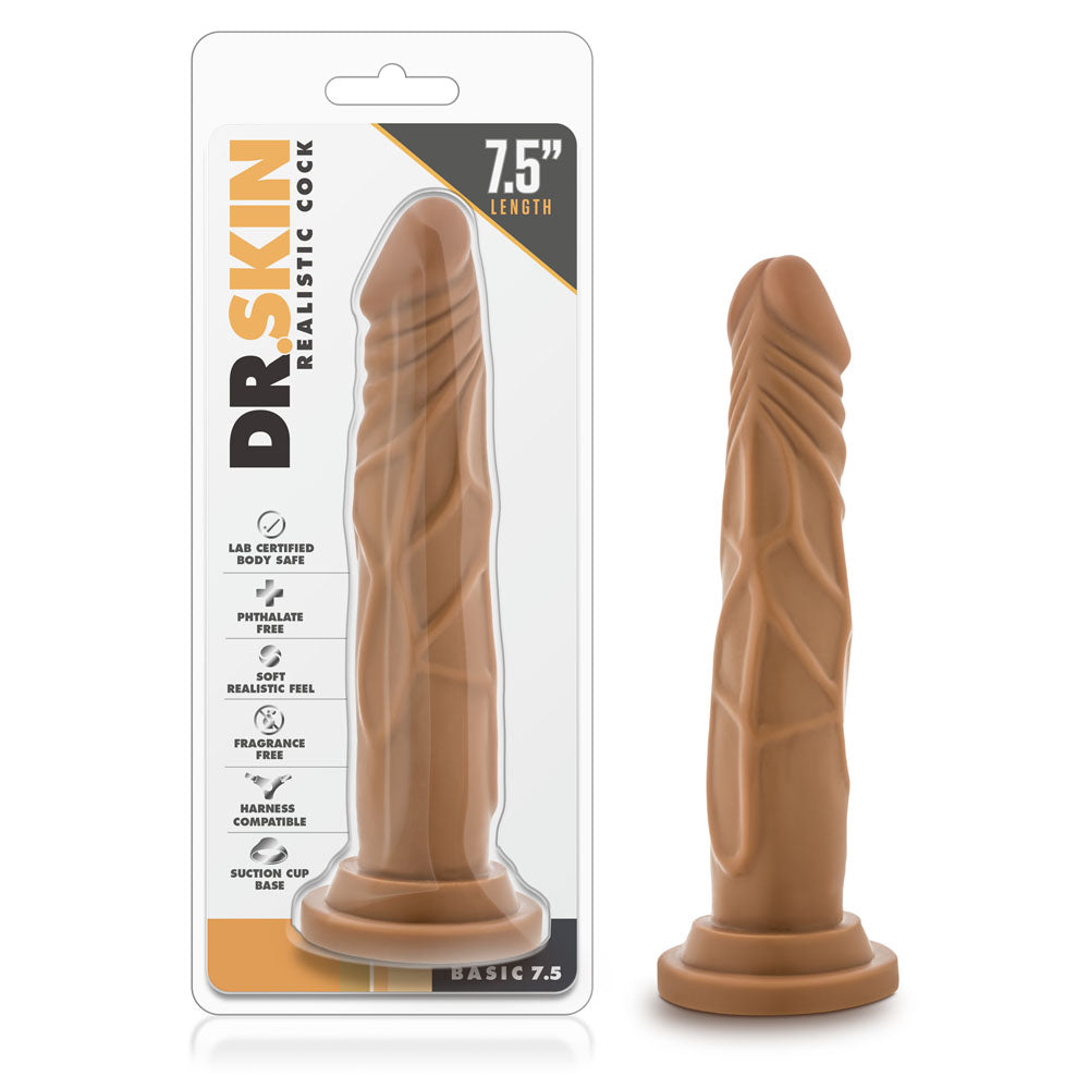Realistic Suction Cup Dildo Dr. Skin 7" Flesh - Harness Compatible