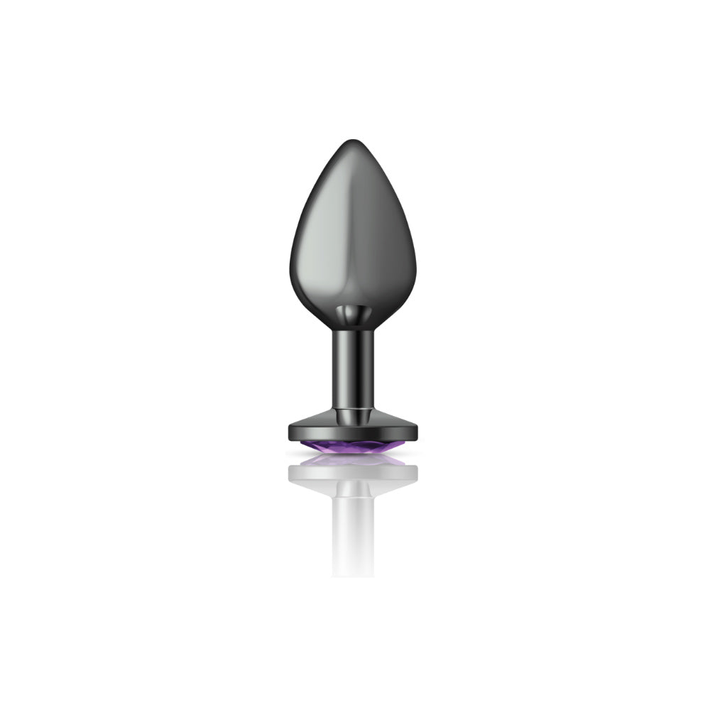 Medium Purple Gem Metal Butt Plug - Jeweled Anal Plug Temperature Play