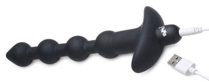 Remote Control Rechargeable Vibrating Anal Beads - Black