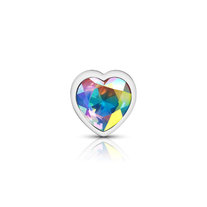 Large Iridescent Heart Jeweled Butt Plug - Metal Anal Plug Temperature Play