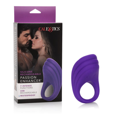 Rechargeable Erotic Vibrating Cock Ring – Purple 7 Modes