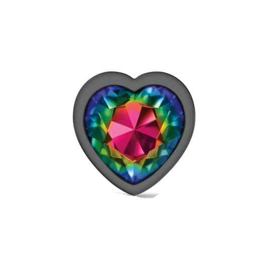 Rainbow Heart Gem Gunmetal Anal Plug Large - Cheeky Charms