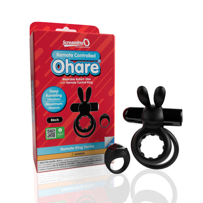 Rechargeable Rabbit Cock Ring with Remote – XL Black