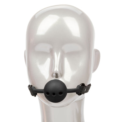 Breathable Silicone Ball Gag - Adjustable BDSM Gag with Padded Straps Black