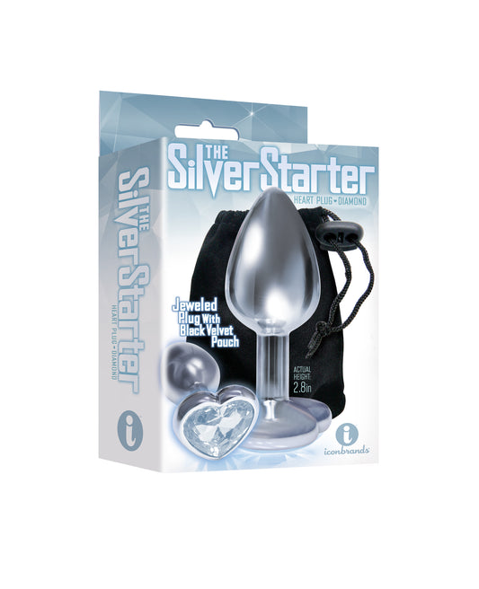 "The 9's the Silver Starter Heart Bejeweled Stainless Steel Plug - Diamond ICB2611-2"