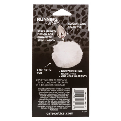 White Bunny Tail Butt Plug 2.5" Metal Probe Fluffy Tail Anal Plug