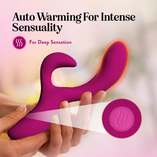 Blush Quinn Rechargeable Rabbit Vibrator - 10 RumboTech Modes, Dual G-Spot & Clit, Waterproof Burgundy