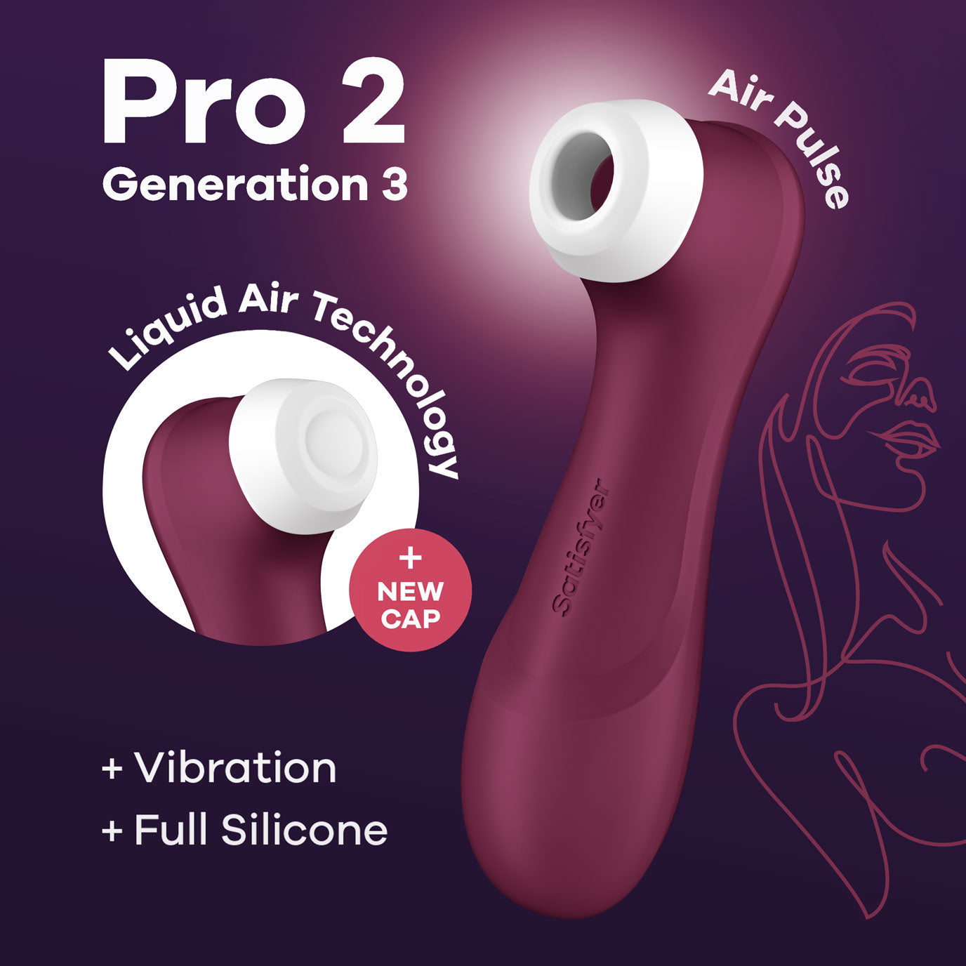 Satisfyer Pro 2 Gen 3 Liquid Air Pulse Clitoral Stimulator - Red Wine