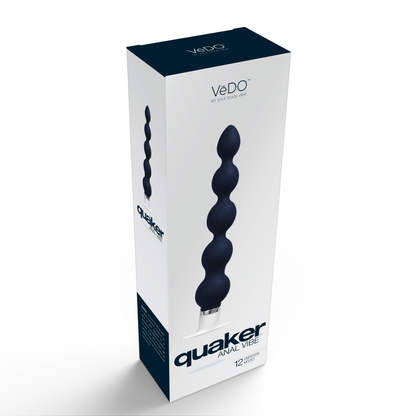Quaker Vibrating Anal Beads – 12 Modes Black Silicone