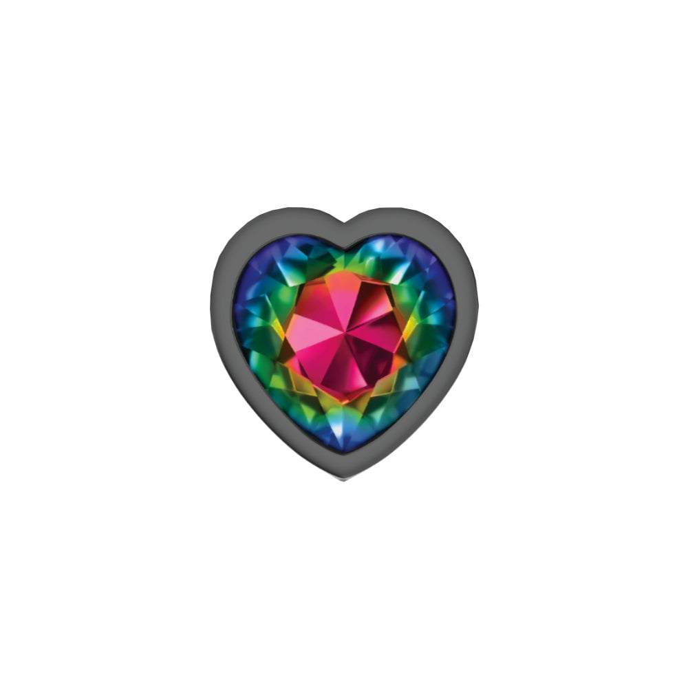 Rainbow Heart Gem Gunmetal Anal Plug Small - Cheeky Charms