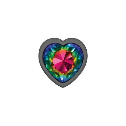 Rainbow Heart Gem Gunmetal Anal Plug Small - Cheeky Charms
