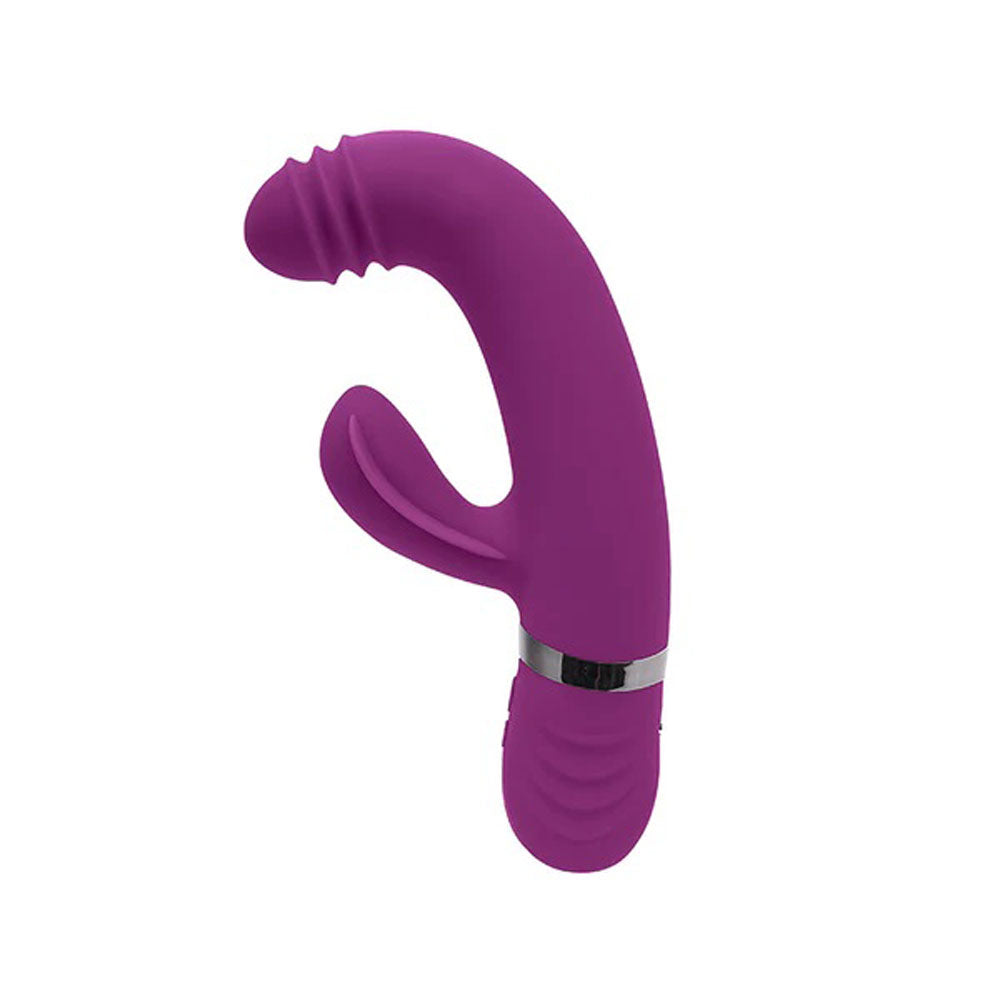 Rechargeable G-Spot Vibrator with Thrusting Head & Clitoral Wing – Purple
