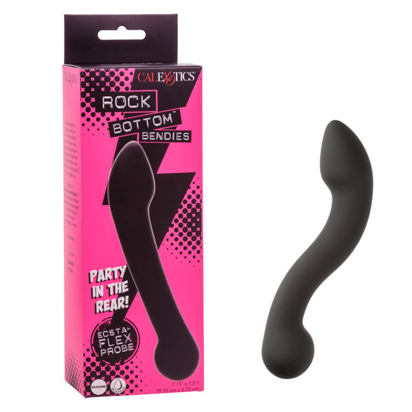 Flexible Dual-Ended Silicone Dildo with Curved Design - Black