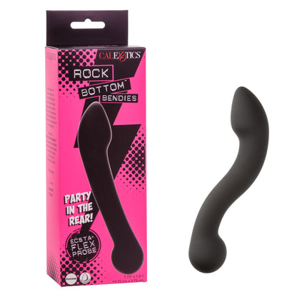 Flexible Dual-Ended Silicone Dildo with Curved Design - Black