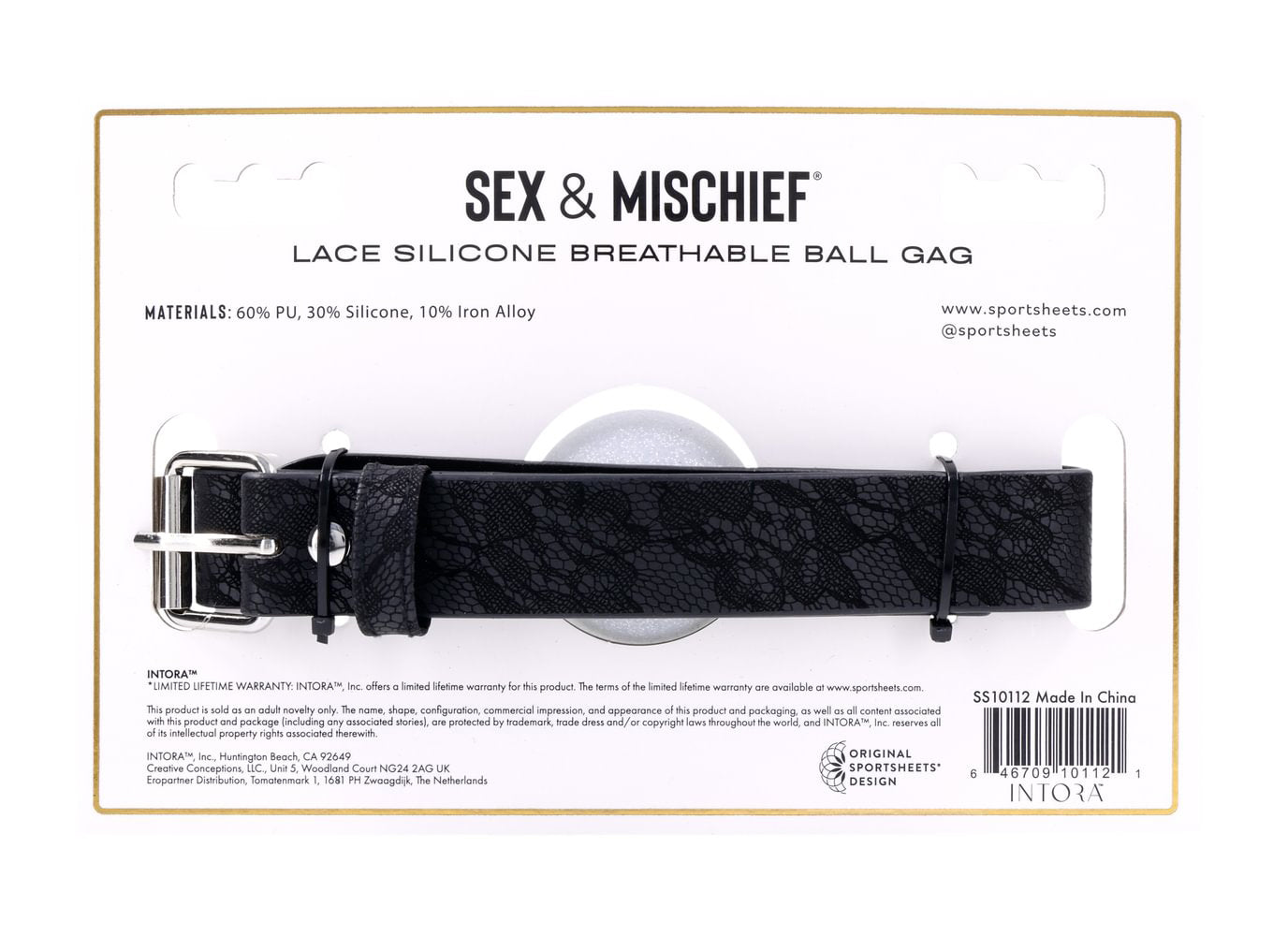 Breathable Silicone Ball Gag with White Lace Strap - BDSM Gag