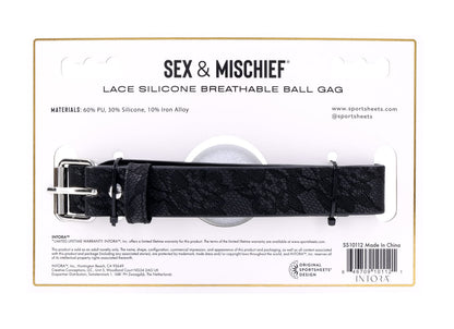 Breathable Silicone Ball Gag with White Lace Strap - BDSM Gag