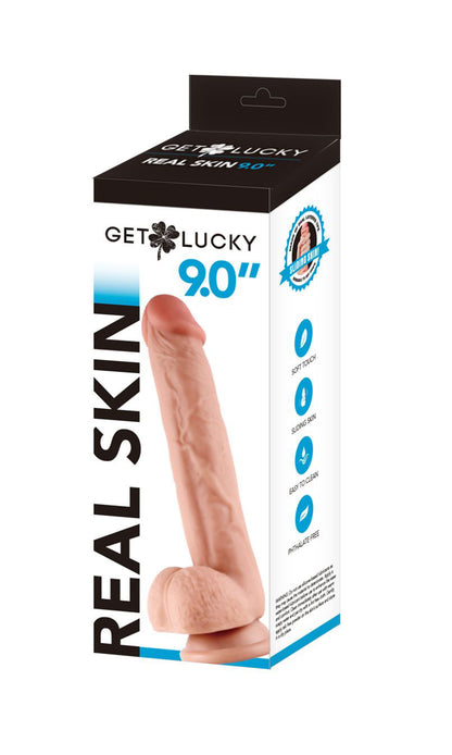 9 Inch Realistic Dildo Dual-Layer TPE Real Skin Feel Lifelike Cock Suction Base