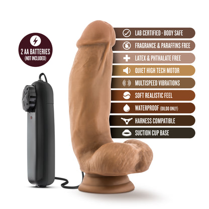 Cowboy 7 Inch Realistic Vibrator - Mocha Realistic Dildo with Suction Cup