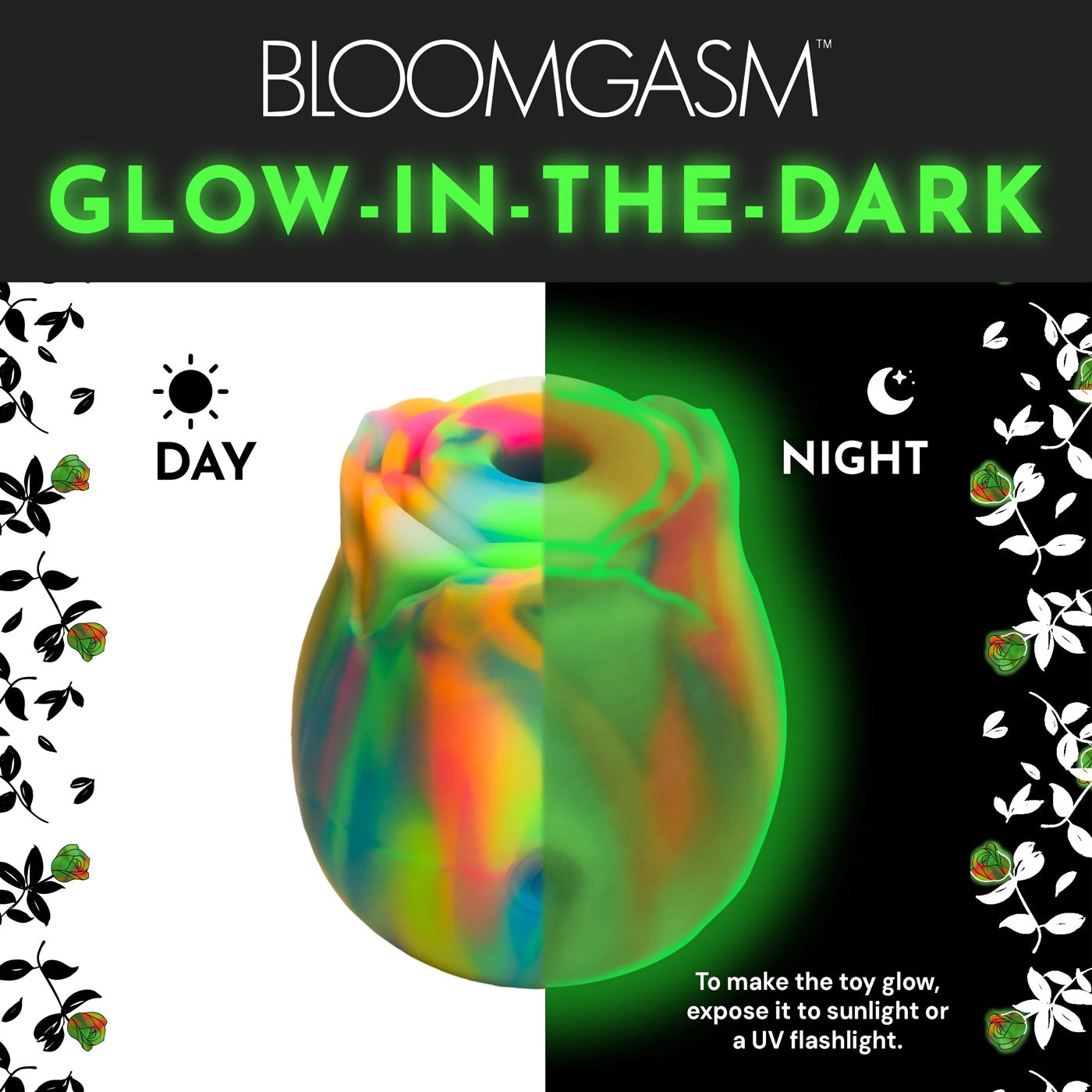 Glow Rose Clitoral Stimulator Glow-in-the-Dark - 10-Mode Suction Rose