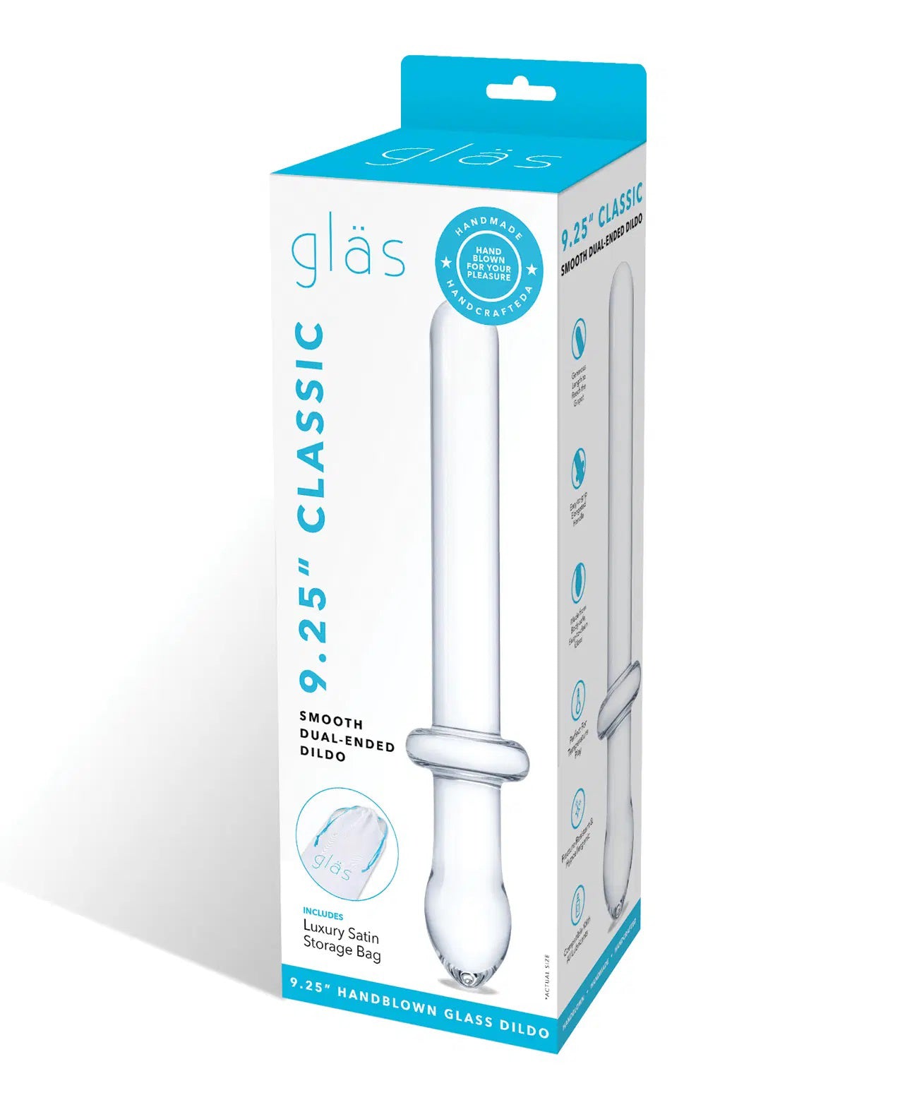 9.25" Double-Ended Glass Dildo Clear Smooth Dual-Ended Probe