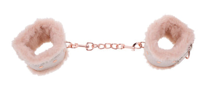 Peaches n Cream Plush Cuffs with Chain - Rose Gold Pink