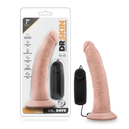 Dr. Skin Dr. Dave 7 Inch Realistic Vibrator - Vanilla Realistic Dildo with Suction Cup