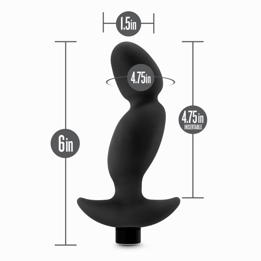 Rechargeable Textured Vibrating Anal Plug with 10 Modes - Black