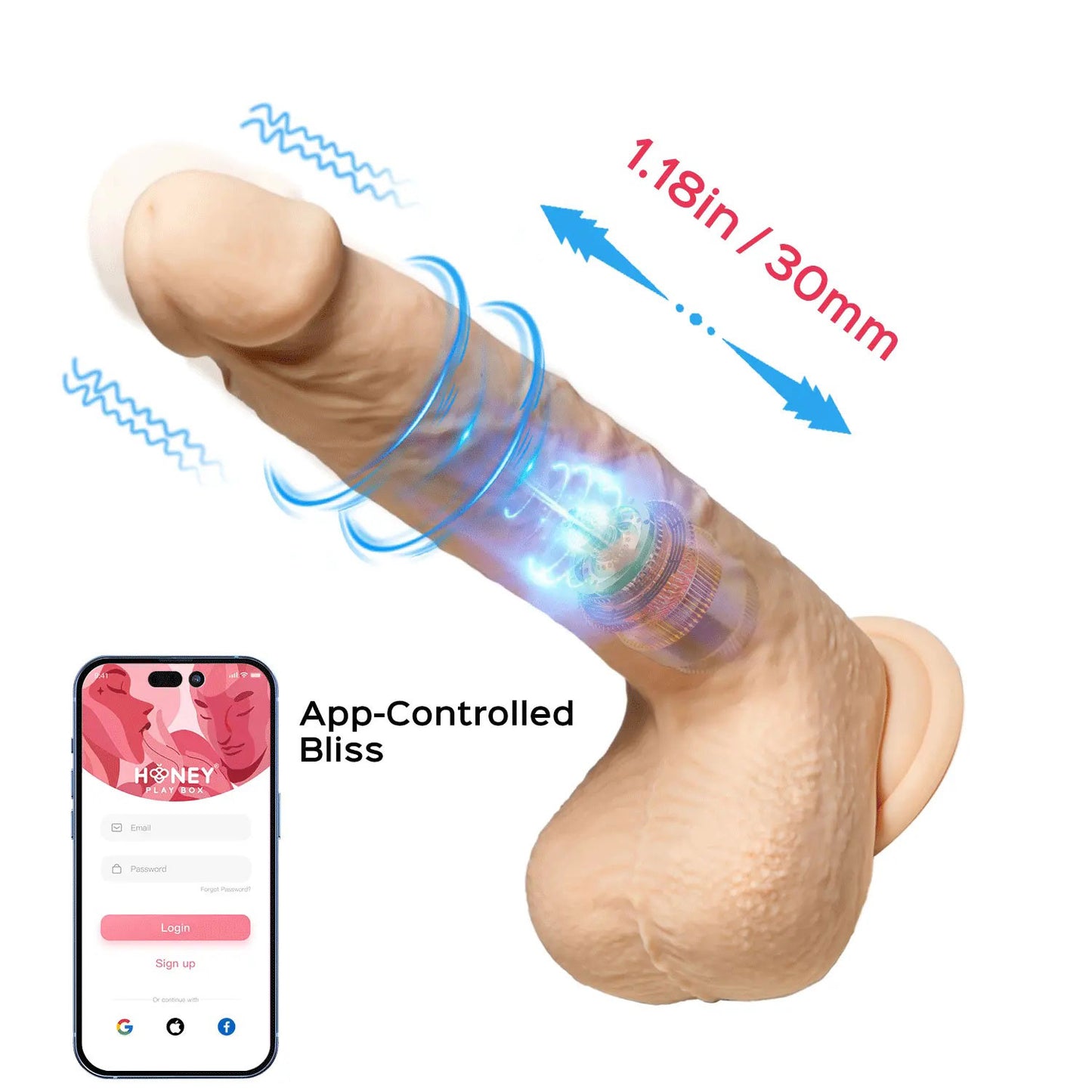 8.5 Inch Thrusting Vibrating Dildo App Controlled Heating Realistic Silicone